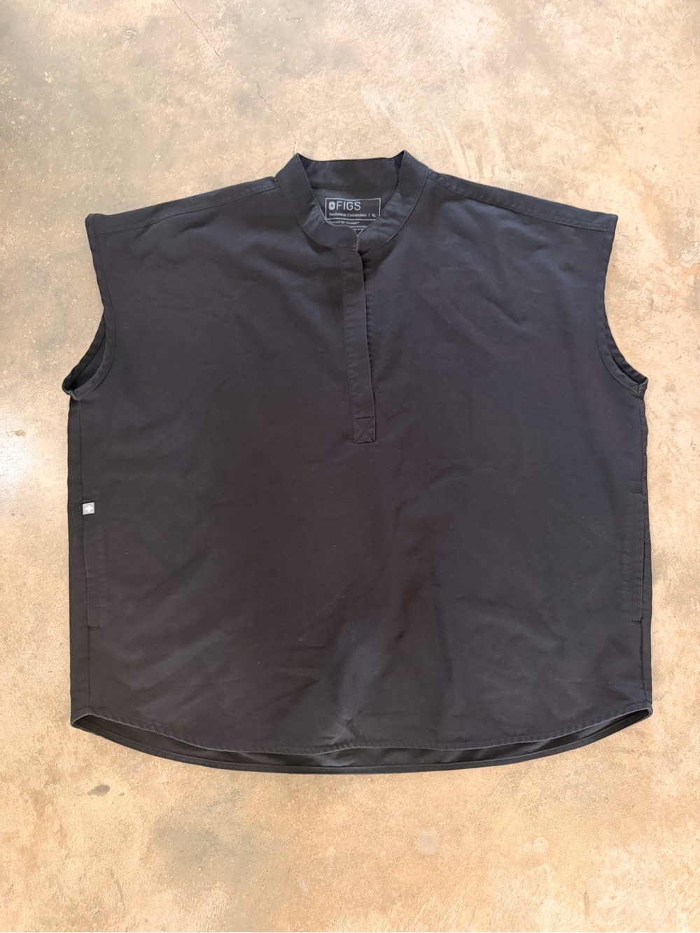 FIGS Black Mandarin Collar Scrub Top Women’s XL Medical Tunic